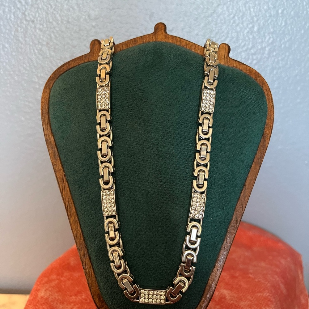 Elegant Silver Chain and AAA CZ Necklace 22” Statement Piece!